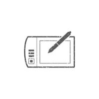 Drawing tablet icon in grunge texture vector illustration