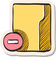 Hand drawn Folder icon in sticker style vector illustration