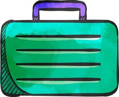 Business suitcase icon in watercolor style. vector