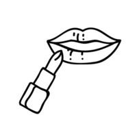 Women beauty icon. Lipstick and lip. Hand drawn vector illustration. Editable line stroke