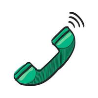 Wireless phone icon in hand drawn color vector illustration