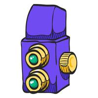 Twin lens reflex camera icon in hand drawn color vector illustration