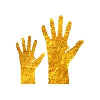 Hand drawn Hands icon in gold foil texture vector illustration