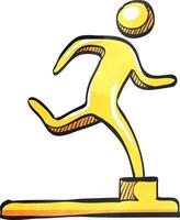 Athletic trophy icon in color drawing. Running triathlon decathlon competition sport vector