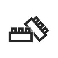 Building blocks icon in thick outline style. Black and white monochrome vector illustration.