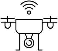 Drone UAV icon in thin outline. vector