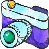 Range finder camera icon in watercolor style. vector