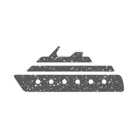 Cruise ship icon in grunge texture vector illustration