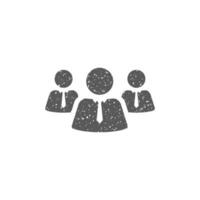 Teamwork icon in grunge texture vector illustration