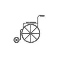 Wheelchair icon in grunge texture vector illustration