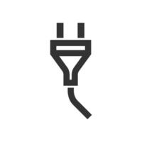 Electric plug icon in thick outline style. Black and white monochrome vector illustration.