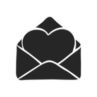 Hand drawn Envelope with heart vector illustration