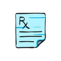 Medical prescription icon in hand drawn color vector illustration