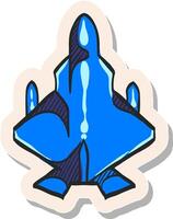 Hand drawn Fighter jet icon in sticker style vector illustration