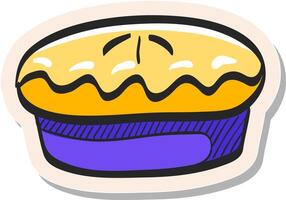 Hand drawn Cake icon in sticker style vector illustration