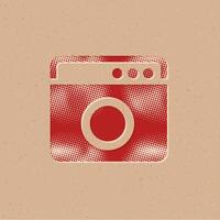 Washing machine halftone style icon with grunge background vector illustration