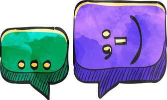 Chatting icon in color drawing. Text bubbles communication business talking people hello hi greeting vector