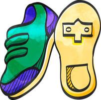 Cycling shoe icon in color drawing. Sport road race time trial foot pedal clip less cleat vector