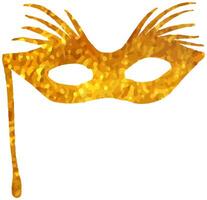 mask icon in gold texture. hand drawn vector illustration