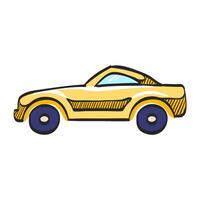 Sport car icon in hand drawn color vector illustration