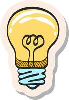 Hand drawn Light bulb icon in sticker style vector illustration