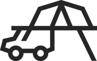 portátil cámping tienda icono en grueso contorno estilo. negro y blanco monocromo vector ilustración.