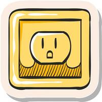 Hand drawn Electrical outlet icon in sticker style vector illustration