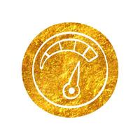 Hand drawn Dashboard icon in gold foil texture vector illustration