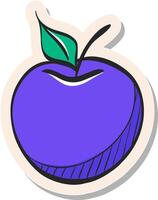 mano dibujado manzana icono en pegatina estilo vector ilustración