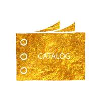 Hand drawn Catalog icon in gold foil texture vector illustration
