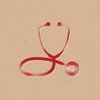 Stethoscope halftone style icon with grunge background vector illustration