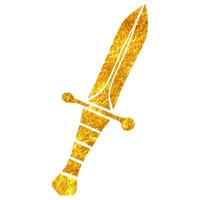 Hand drawn Knife icon in gold foil texture vector illustration