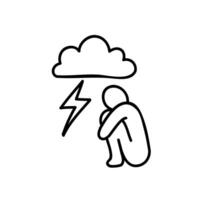 Mental health icon. Depression. Hand drawn vector illustration. Editable line stroke.