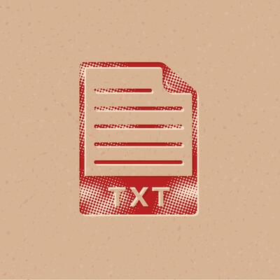 Text file format halftone style icon with grunge background vector illustration