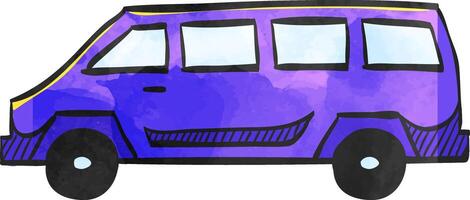 Car icon in color drawing. Van truck delivery vehicle automobile vector