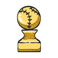 Baseball trophy icon in hand drawn color vector illustration