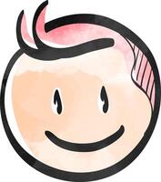 Newborn baby icon in color drawing. Toddler smile happy adorable cute vector