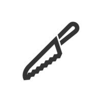 Bread knife icon in thick outline style. Black and white monochrome vector illustration.