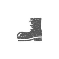 Boot icon in grunge texture vector illustration