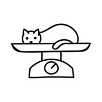 Vet animal weight scale icon. Hand drawn vector illustration. Editable line stroke.