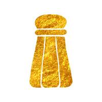 Hand drawn Pepper pot icon in gold foil texture vector illustration