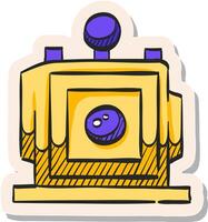 Hand drawn Large format camera icon in sticker style vector illustration