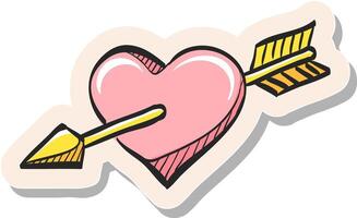 Hand drawn Arrow heart icon in sticker style vector illustration