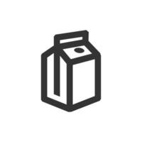 Milk packaging icon in thick outline style. Black and white monochrome vector illustration.