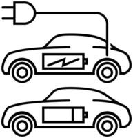 Electric cars icon in thin outline. vector