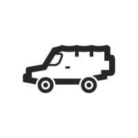 Offroad car icon in thick outline style. Black and white monochrome vector illustration.