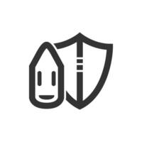 Lifeguard rescue icon in thick outline style. Black and white monochrome vector illustration.