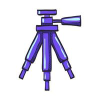 Camera tripod icon in hand drawn color vector illustration