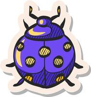 Hand drawn Bug icon in sticker style vector illustration