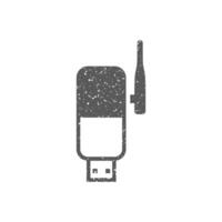 Wireless receiver icon in grunge texture vector illustration